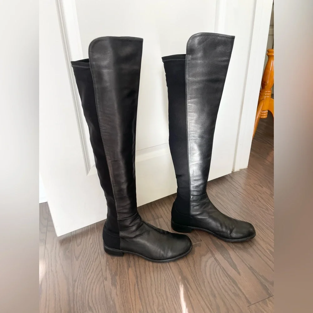 STUART WEITZMAN 5050 NAPPA LEATHER BACK STRETCH OTK BOOTS SIZE 11